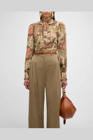 ULLA JOHNSON Vedra Neck-Tie Paisley Silk Blouse