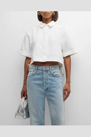 Simkhai Ryett Short-Sleeve Cropped Shirt