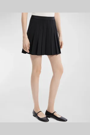 THEORY Pleated Wool Suiting Mini Skirt