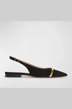 MALONE SOULIERS Jama Suede Metallic Slingback Ballerina Flats