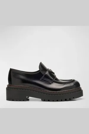 Prada Chocolate Calfskin Platform Loafers