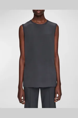 Joseph Bley Crewneck Ribbed-Trim Blouse