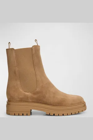 Gianvito Rossi Chester Suede Lug-Sole Chelsea Ankle Boots