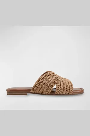 MARC FISHER Narda Woven Raffia Flat Slide Sandals