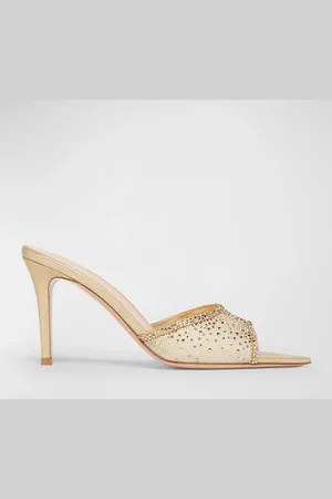 Gianvito Rossi Crystal Mesh Stiletto Mule Sandals