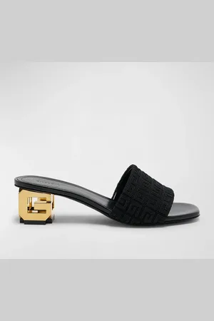 Givenchy Monogram Cotton G Cube-Heel Mule Sandals
