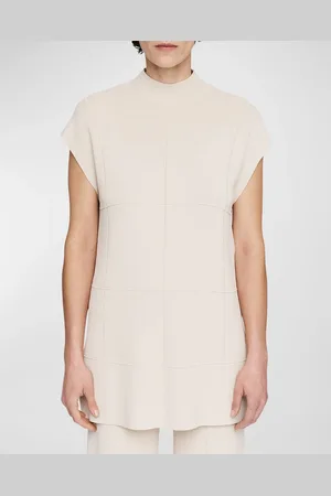 Joseph Mock-Neck Grid Knit Tank