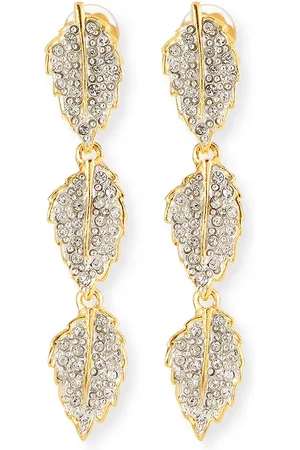 Kenneth Jay Lane Rhinestone Leaves Clip Earrings