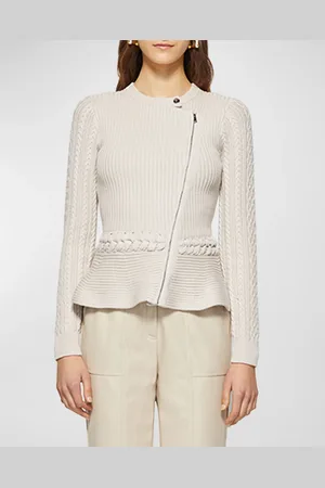 Simkhai Andi Mixed-Knit Cotton Peplum Jacket