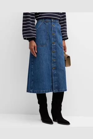 Frame Modern Pocket Denim Midi Skirt