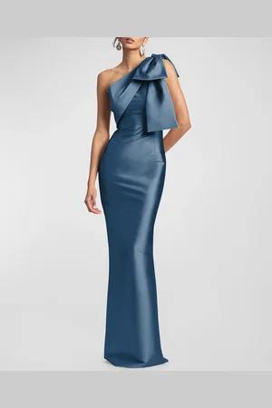 Sachin & Babi Bonne One-Shoulder Bow Column Gown