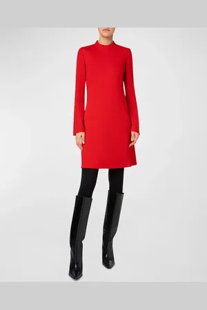 AKRIS Long-Sleeve Jersey A-Line Dress