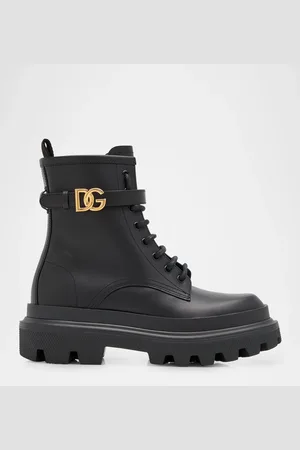 Dolce & Gabbana Leather DG Lace-Up Ranger Booties