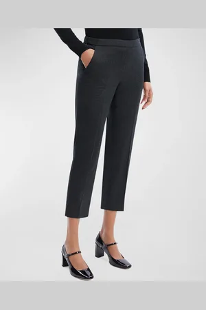 THEORY Treeca Virgin Wool Flannel Cropped Pull-On Pants