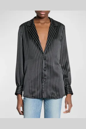 Saint Laurent Striped Silk Button-Front Blouse