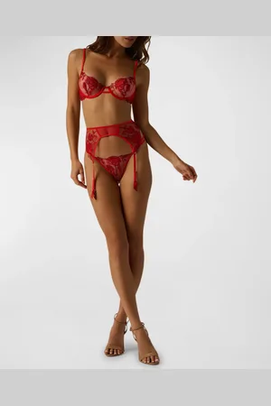 Kiki de Montparnasse Dominique Floral-Embroidered Demi Bra