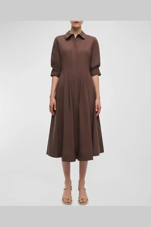 Simkhai Jazz Pintuck 3/4-Sleeve Midi Shirtdress