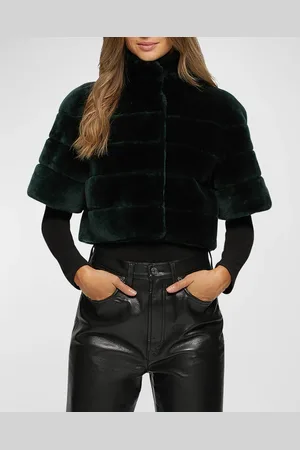 GORSKI Horizontal Lamb Shearling Short-Sleeve Bolero Jacket