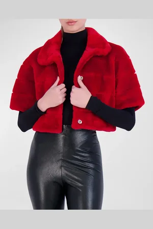 GORSKI Horizontal Lamb Shearling Short-Sleeve Bolero Jacket