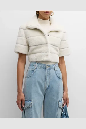 GORSKI Horizontal Lamb Shearling Short-Sleeve Bolero Jacket