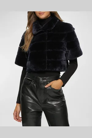 GORSKI Horizontal Lamb Shearling Short-Sleeve Bolero Jacket