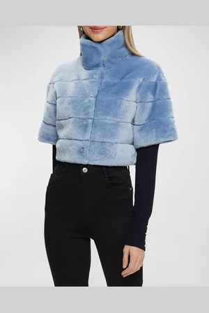 GORSKI Horizontal Lamb Shearling Short-Sleeve Bolero Jacket
