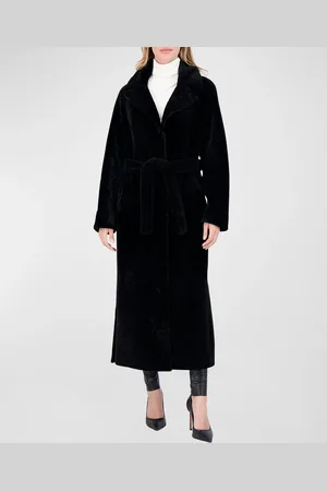 GORSKI Reversible Shearling Lamb Belted Long Coat With Side Slits