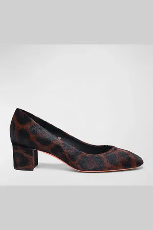 santoni Flight Calf Hair Block-Heel Pumps