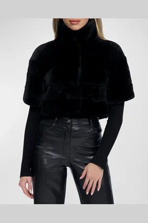 GORSKI Horizontal Lamb Shearling Short-Sleeve Bolero Jacket