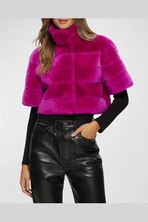 GORSKI Horizontal Lamb Shearling Short-Sleeve Bolero Jacket