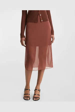 Vince Sheer Chiffon Midi Pencil Skirt