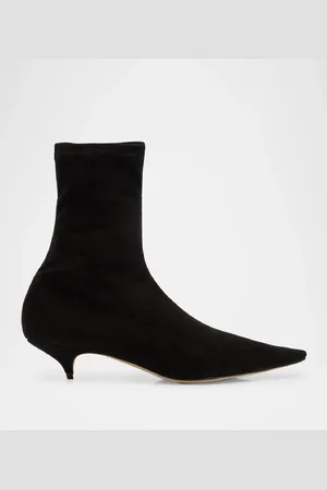 The Row Liisa Suede Kitten-Heel Booties