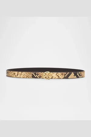 Tory Burch Miller Snake-Embossed Leather Belt