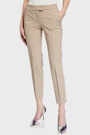 AKRIS Frankie Straight-Leg Cotton-Stretch Cropped Pants