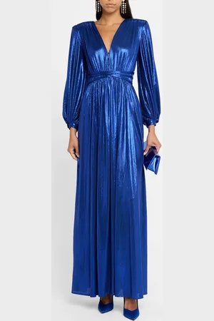 Bronx and Banco Zoe Side-Slit Deep V-Neck Gown