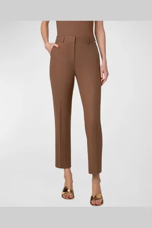 AKRIS Flavin Stretch Wool Flannel Conical-Leg Ankle Pants