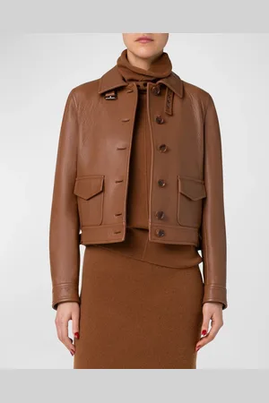 AKRIS Nappa Leather Short Bomber Jacket