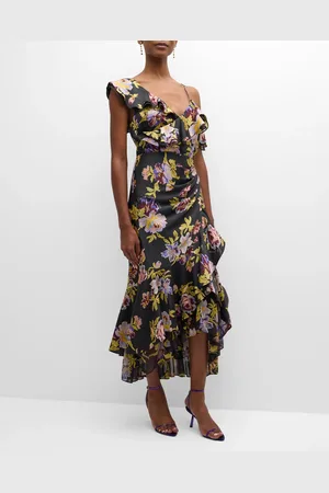 Cinq A Sept Nara One-Shoulder Ruffled Floral Midi Dress