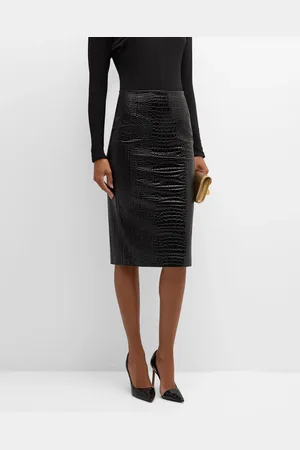 CHIARA BONI Crocodile-Embossed Faux Leather Midi Skirt