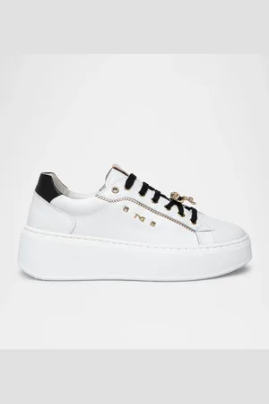 Nero Giardini Gems Mixed Leather Bow Skater Sneakers
