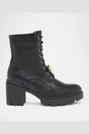 Nero Giardini Gems Leather Bow Heeled Combat Booties