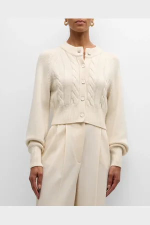 Toccin Rita Cropped Wool and Cashmere Cable-Knit Cardigan