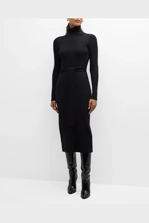 Toccin Logan Turtleneck Tie-Front Midi Dress