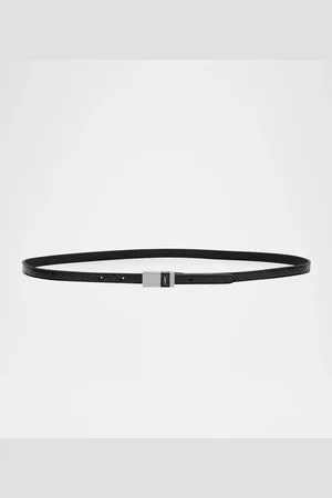 Saint Laurent Snakeskin Skinny Belt W/ Logo Hardware