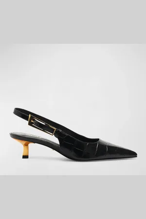 Schutz Ciara Croco Kitten Slingback Pumps