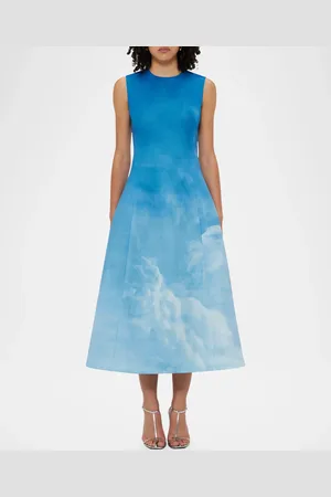 LEO LIN Cleo Sleeveless Cloud-Print Midi Dress