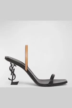 Saint Laurent Opyum Bicolor YSL-Heel Slide Sandals