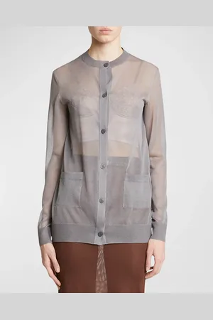 Saint Laurent Sheer Knit Button-Front Cardigan