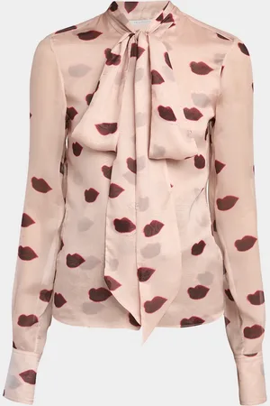Stella McCartney Lips Print Tie Neck Blouse