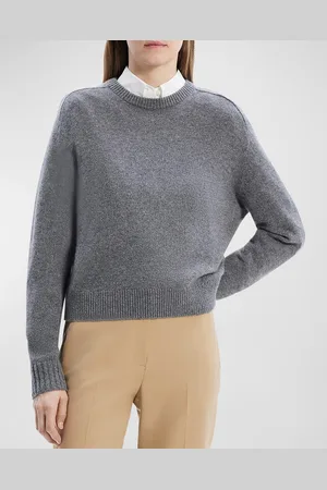 THEORY Cashmere Cropped Crewneck Sweater